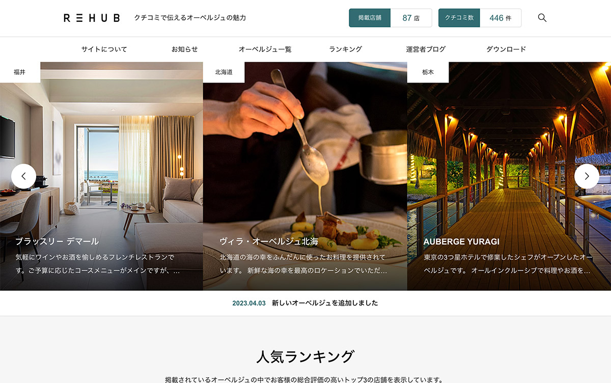 口コミレビューサイトが作れる「REHUB」